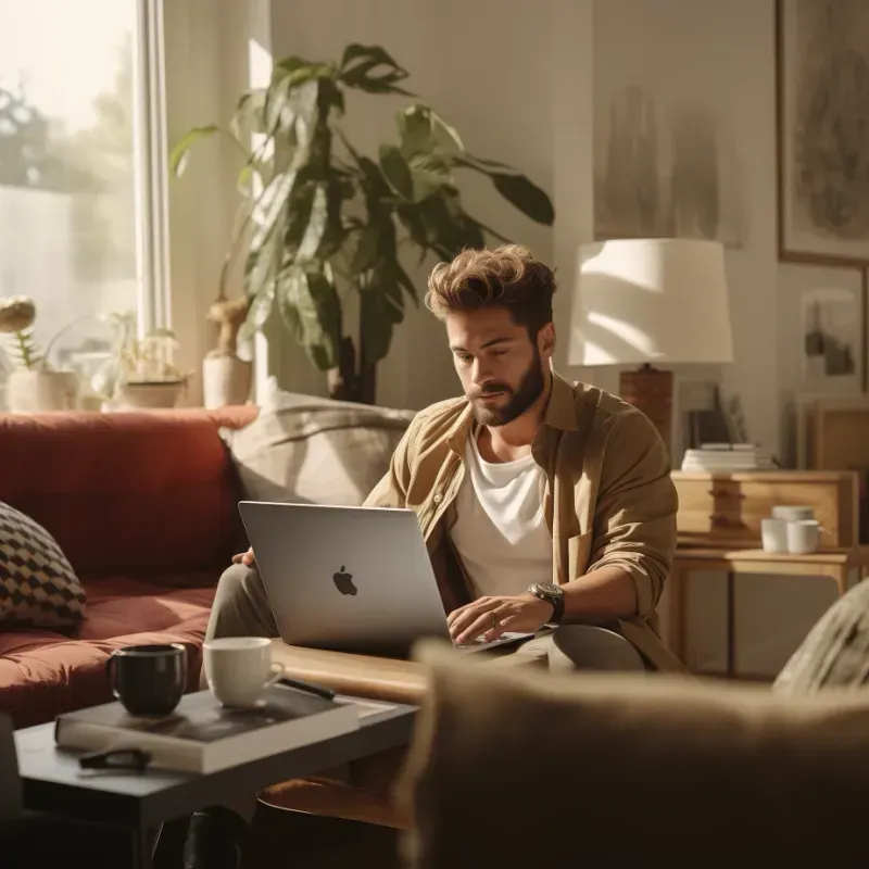 Freelancer working remotely from home office setup