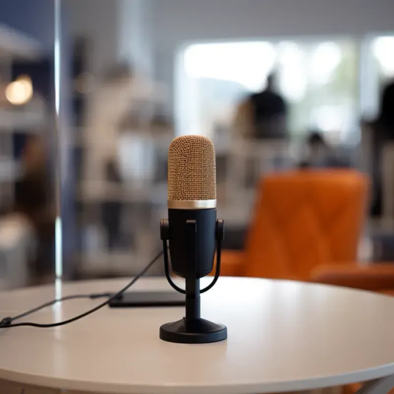 Minimal desk setup with microphone