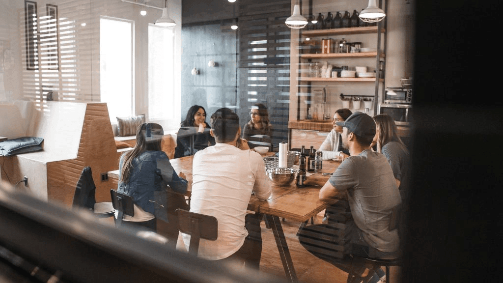 People meeting in a shared office space for startups