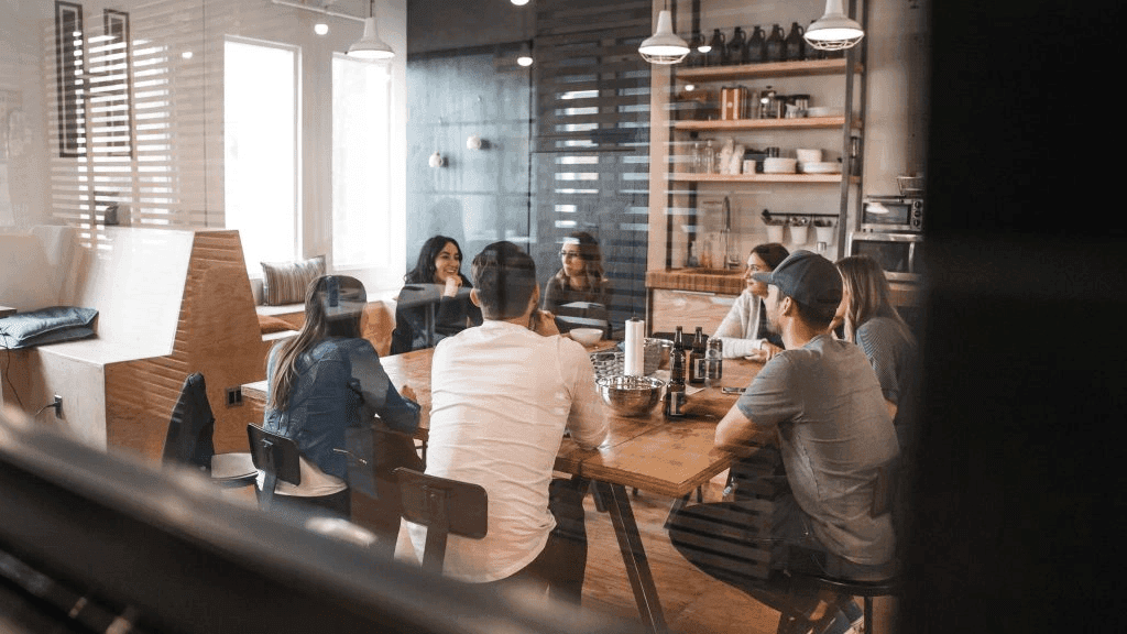 People meeting in a shared office space for startups