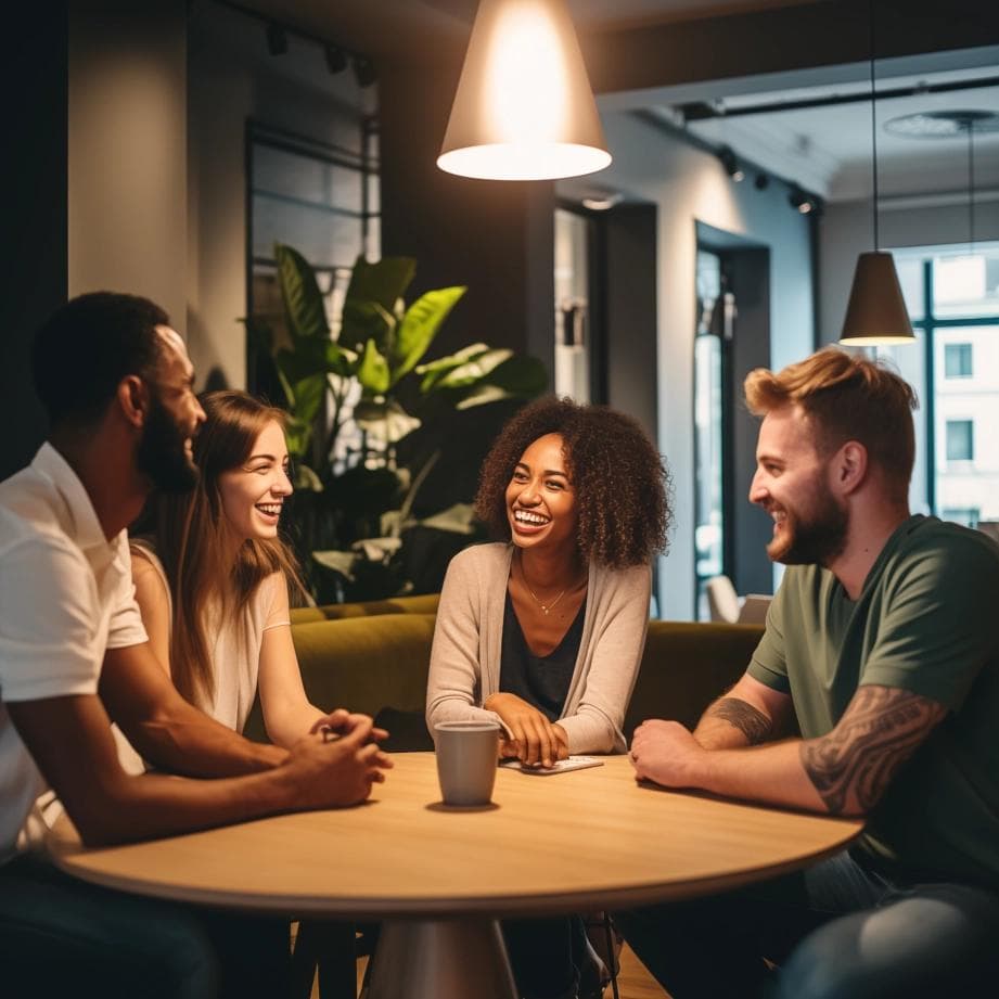 Group of people sitting around a table